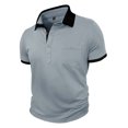 thumbnail image 4 of Mens Polo T Shirt Short Sleeve with Button Loose Fit Summer Shirts Light Gray Mens Dress Shirts, 4 of 6