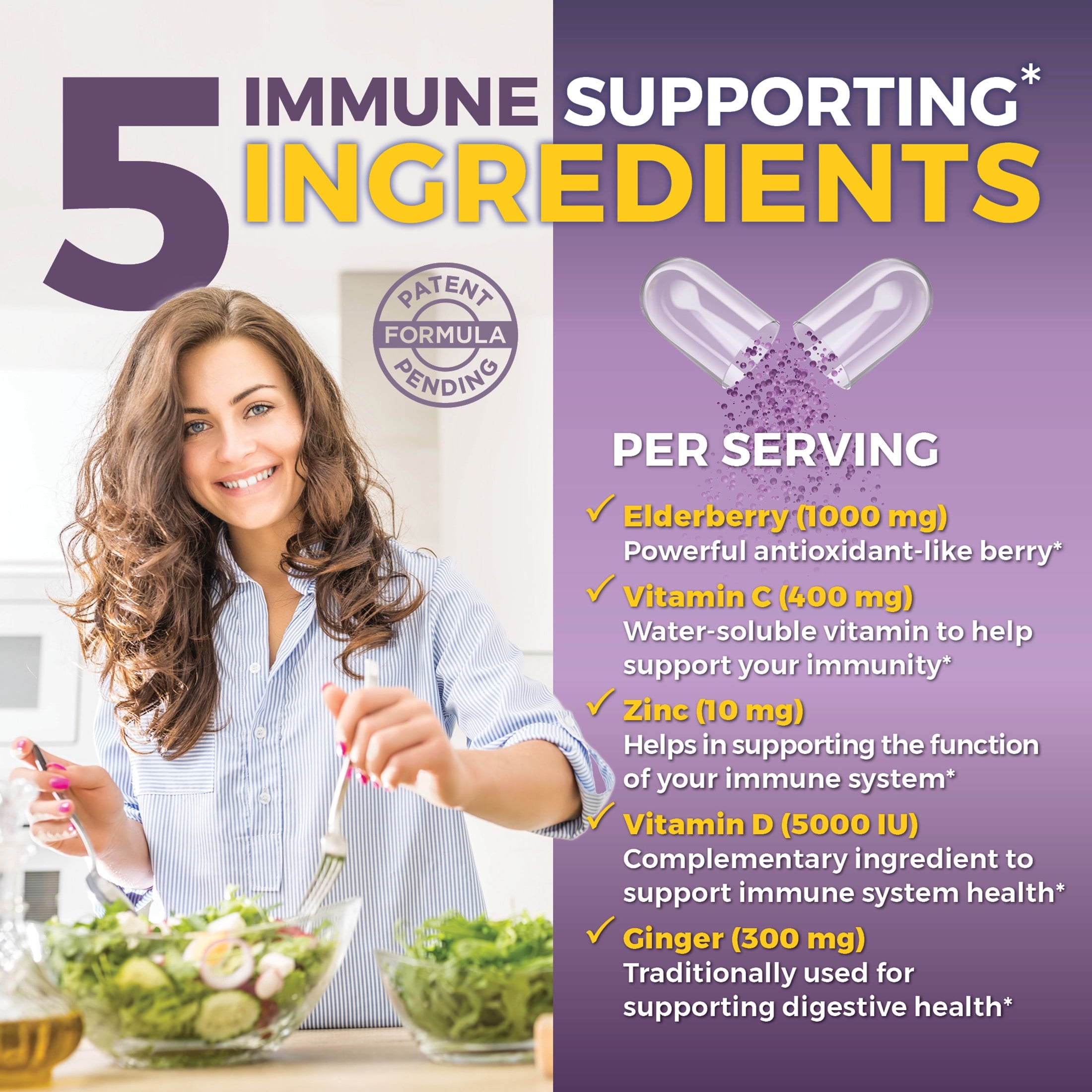 Viva Naturals Elderberry, Vitamin C + Zinc, 120 Capules