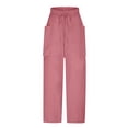 thumbnail image 6 of Lenpel Girls' Wide Leg Pants Baggy Elastic Waist Drawstring Casual Pants Trendy Loose Trousers with Pockets 5-14 Y, 6 of 7