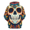 thumbnail image 3 of Mexico Flower Skulls Day Of The Dead Men's Women Vintage 3D Hooded Sweatshirt - All-Season Loose Fit Streetwear, 3 of 6