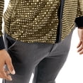 thumbnail image 5 of Mens Sparkly Sequin Shirt 70s Costumes Button Front Shirt Party Sheer Mesh Long Sleeve Shirt Tops (Gold,S), 5 of 5