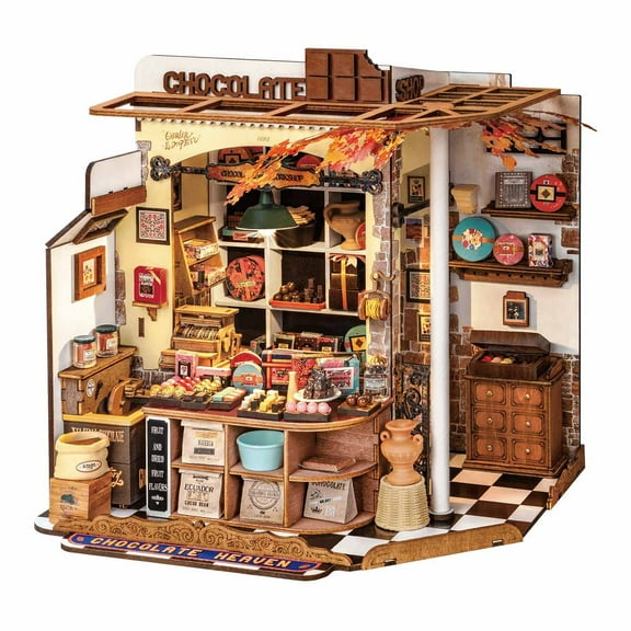 Rolife Henry's Chocolate DIY Miniature House Craft Kit, Wooden Puzzle Assembly Set for Adults & Kids Gifts