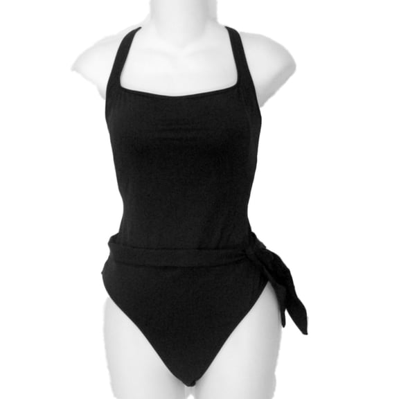 La Blanca Womens Black 1 Piece Swim & Bathing Suit with Tie Waist 12