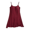 thumbnail image 5 of Huowey Women'S Nightdress Stain Skill V-Neck Sleeveless Spaghetti Strap Dressing Gown Solid Color Short Sleepwear Night Dress Short Negligees Chemise,Wine,L, 5 of 5