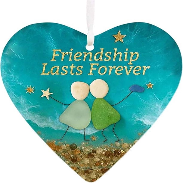 Colgante Decorativo Adorno de cristal marino hecho a mano en forma de corazón, decoración de amistad para un recuerdo eterno, 1 unidad, 8 cm de diámetro Rkxzt