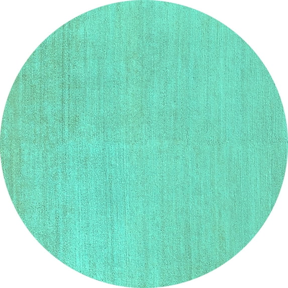Ahgly Company Indoor Round Oriental Turquoise Blue Industrial Area Rugs, 5' Round