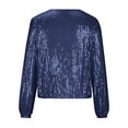 thumbnail image 6 of UVEASISHA Sequin Jackets for Women Casual Sparkly Bomber Jacket Zip Up Cardigans Trendy Concert Tops Dark Blue M, 6 of 8
