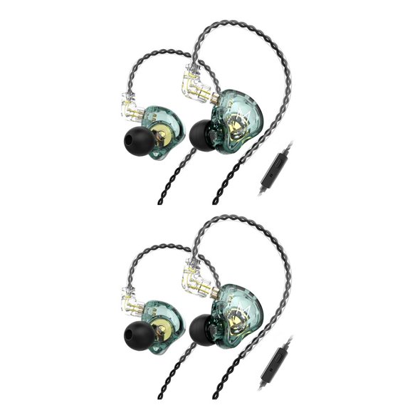 Bearachild Auricular deportivo en la oreja con cable de 3,5 mm Jack Dynamic Earbud Estéreo con cable desmontable Auriculares Audio Música Verde con micrófono 2Conjunto