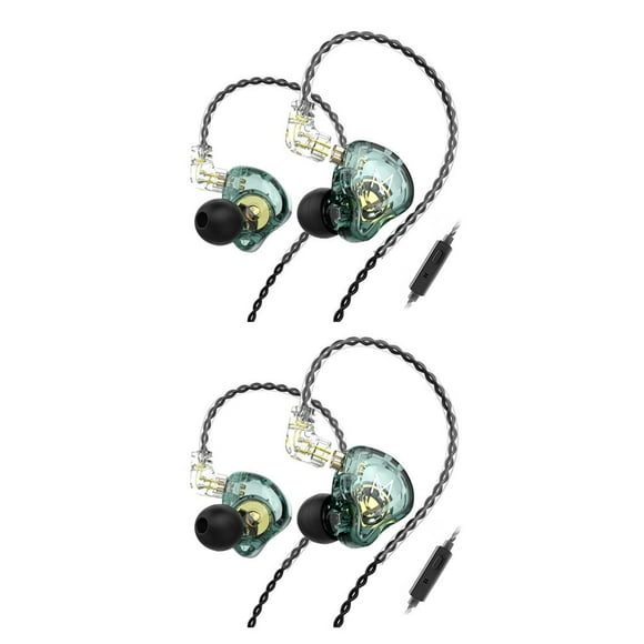 Methold Auricular deportivo intrauditivo con cable de 3,5 mm Jack Dynamic Earbud Estéreo con cable desmontable Auriculares portátiles Manos libres para Verde con micrófono 2piezas