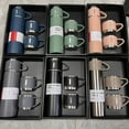 thumbnail image 2 of 500ML Stainless Steel Vacuum Flask Gift Set Office Business Style Thermos Bottle Outdoor Hot Water Thermal Insulation Couple Cup (Silver Single Cup,500ml), 2 of 7