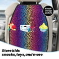 thumbnail image 5 of Fuzoiu Leopard Neon Rainbow Gradient Print 2 Pack Kick Mat Back Seat Protector With 3 Storage Pockets, Universal Car Seat Back Organizer For Kids Pets, Waterproof Backseat Protector For Most Car, 5 of 8