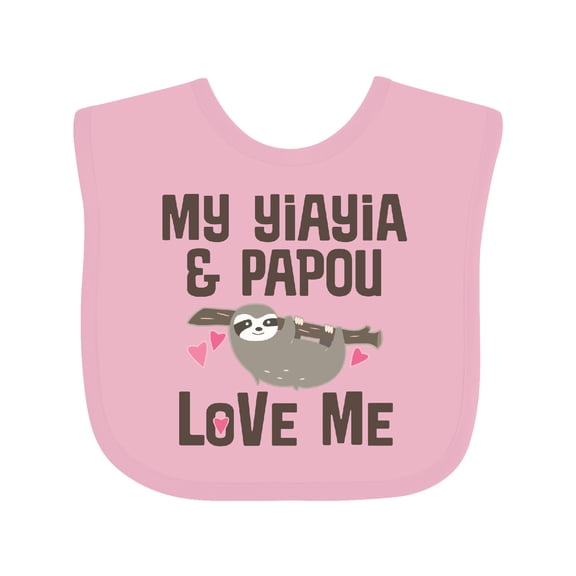 Inktastic Yia Yia and Papou Love Me Sloth Boys or Girls Baby Bib