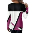 thumbnail image 5 of Jewelreauty Women Patchwork Long Sleeve Shirts Geometric Round Neck Casual Tops Pullover Tunic Tee Blouses (L, Hot Pink), 5 of 5