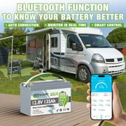12V 135Ah LiFePO4 Lithium Battery Bluetooth,Group 31 Batteries for RV,Solar,Marine,Camping,Built in Smart 100A BMS,TCBWORTH Deep Cycles,Low Temp Cut off
