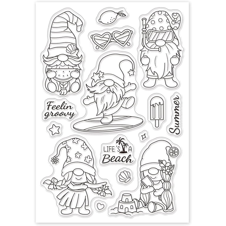 Gnome Pool Scene Transparent Stamps For DIY Scrapbooking Paper Cards Making Craf