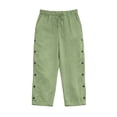 thumbnail image 6 of Twczz Girls Cotton Linen Capris with Pockets- Quick Dry Casual Elastic Waist Straight Leg Kids Beach Pants Green Size 11-12 Years, 6 of 7
