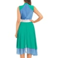 thumbnail image 4 of Haitryli Women‘s Bright Color Block Lyrical Dance Dress Sleeveless Praise Tunic Green&Blue M, 4 of 7