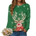 thumbnail image 4 of Christmas Reindeer Sweatshirts for Women 2025 Long Sleeve Crewneck Snowflake Cute Deer Graphic Sweatshirt Pullover Tops, 4 of 5