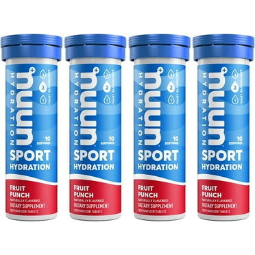 Nuun Sport Electrolyte Tablets for Proactive Hydration, Fruit Punch, 4 Pack (40 Servings)
