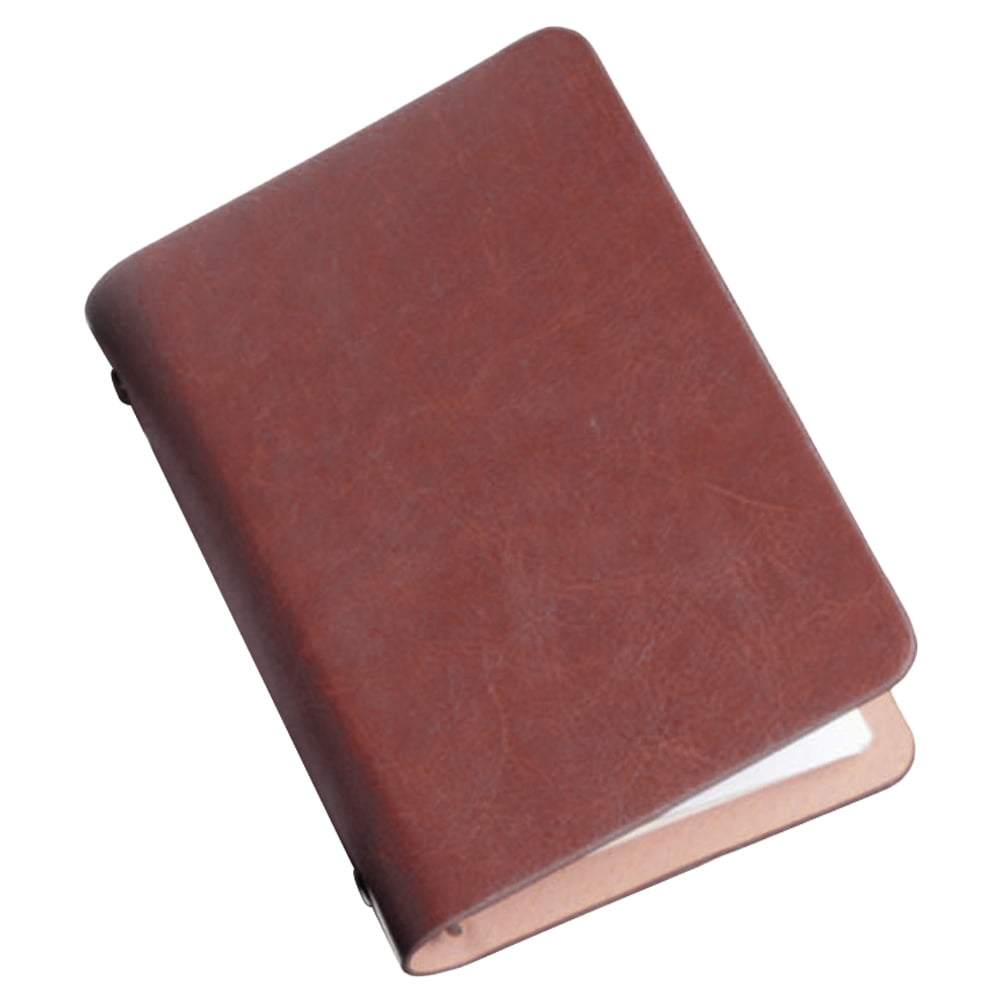 1pc PU Leather Notebook Notepads A7 Pocket Planner Loose-leaf Portable Schedule Checklist for Home School Office (Brown)