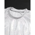 thumbnail image 5 of YiZYiF Girls Shiny Dance Top Metallic Short Sleeve Athletic T-shirt Dancewear, 5 of 7