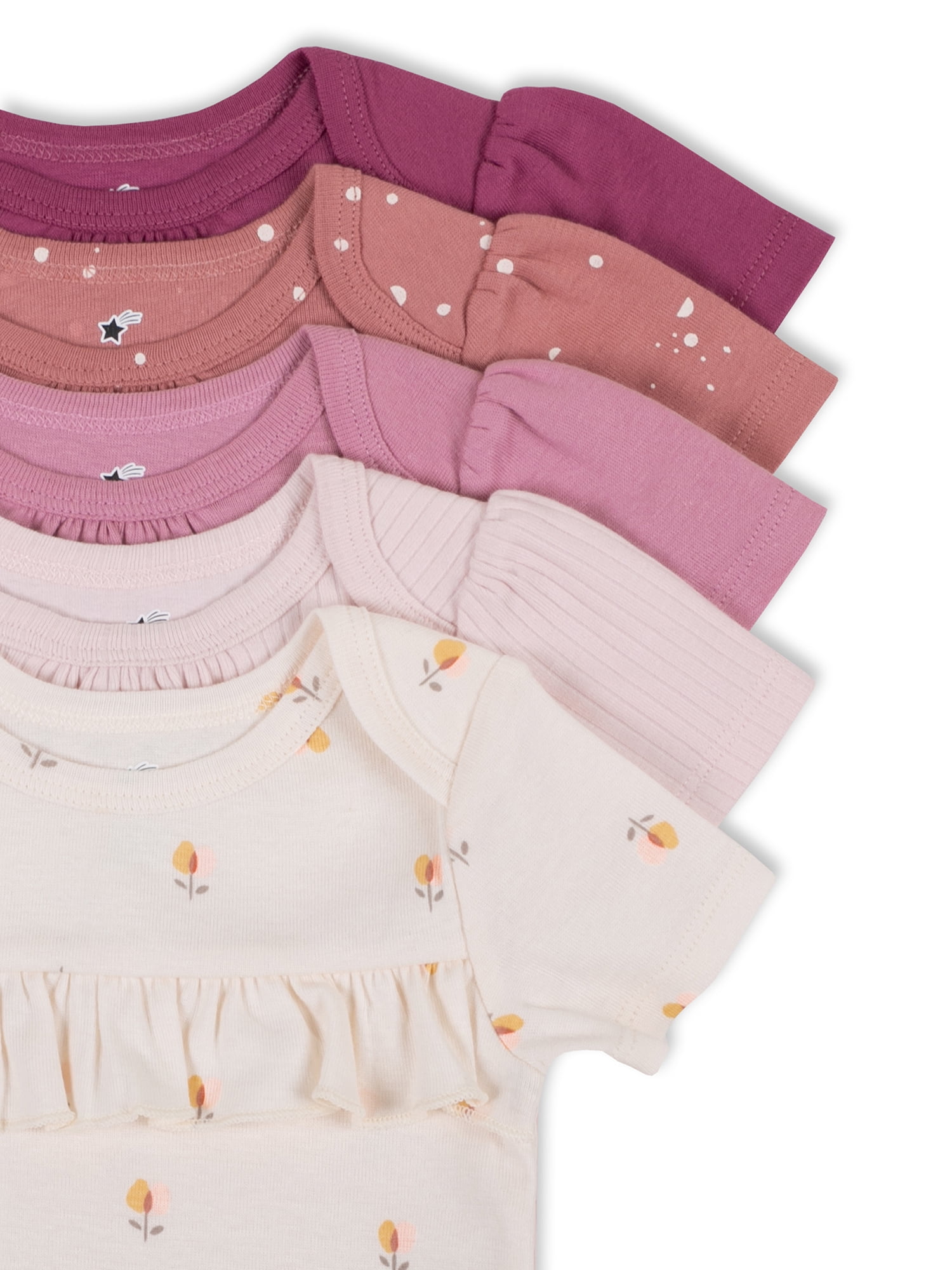Little Star 100% Organic Cotton 5 Pack Baby Girl Bodysuit