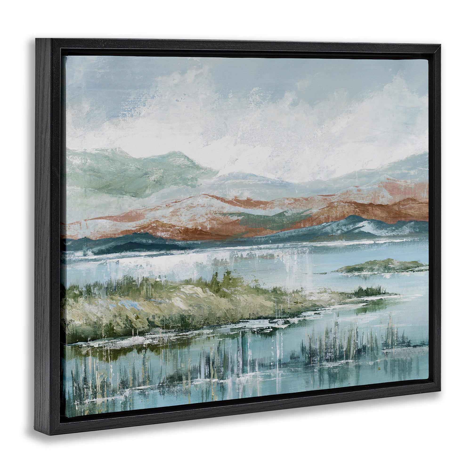 Stupell Industries Western Rustic Landscape Landscape Painting Black Floater Framed Art Print Wall Art, 21 x 17