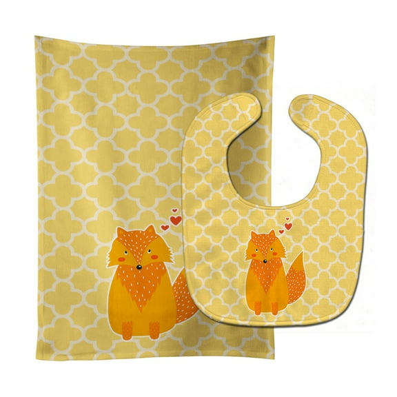 Foxy Love Baby Bib and Burp Cloth