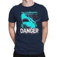 thumbnail image 2 of Distorted Shark Danger Alert Navy Men's T-shirt, 2 of 3