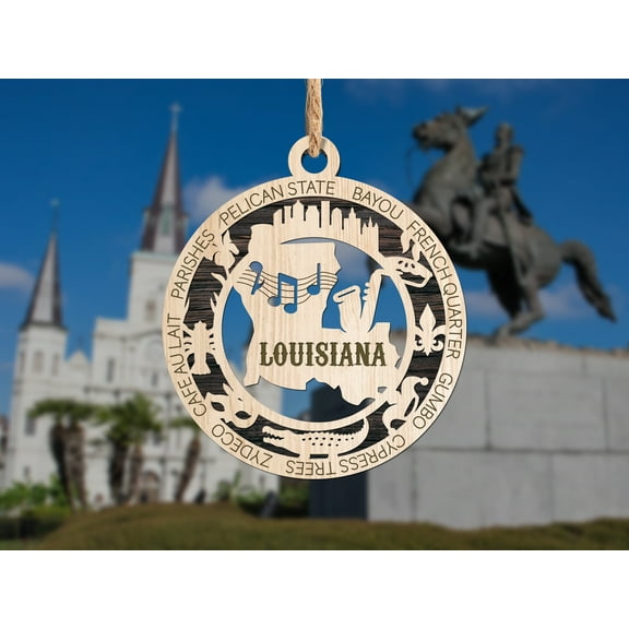 The Cabin Woodworker - Baltic Birch Wood - Louisiana State Ornament - Solid Backing