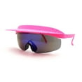 thumbnail image 2 of Retro Half Rim Visor Color Mirror Wrap Sport Oversized Plastic Sunglasses Pink - Blue Mirror, 2 of 4