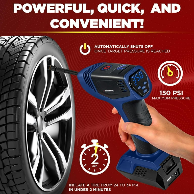 Bullseye 12V Portable Pressure Gauge Tire inflator Pump Blue Walmart
