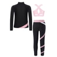 thumbnail image 2 of TiaoBug Kids Girls Figure Skating Outfits Long Sleeve Zip-up Jacket with Crisscross Crop Tops Pants Set Pink 8, 2 of 5