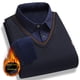 thumbnail image 1 of Suéter grueso y cálido con forro polar para hombre, camisa de punto con cuello de camisa de dos piezas falsas de otoño e invierno, 1 of 5