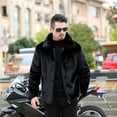 thumbnail image 2 of Nuevos abrigos de piel sintética de visón de invierno, chaqueta para hombre con cuello vuelto grueso/chaqueta de piel sintética con capucha, abrigo negro para hombre, 2 of 4