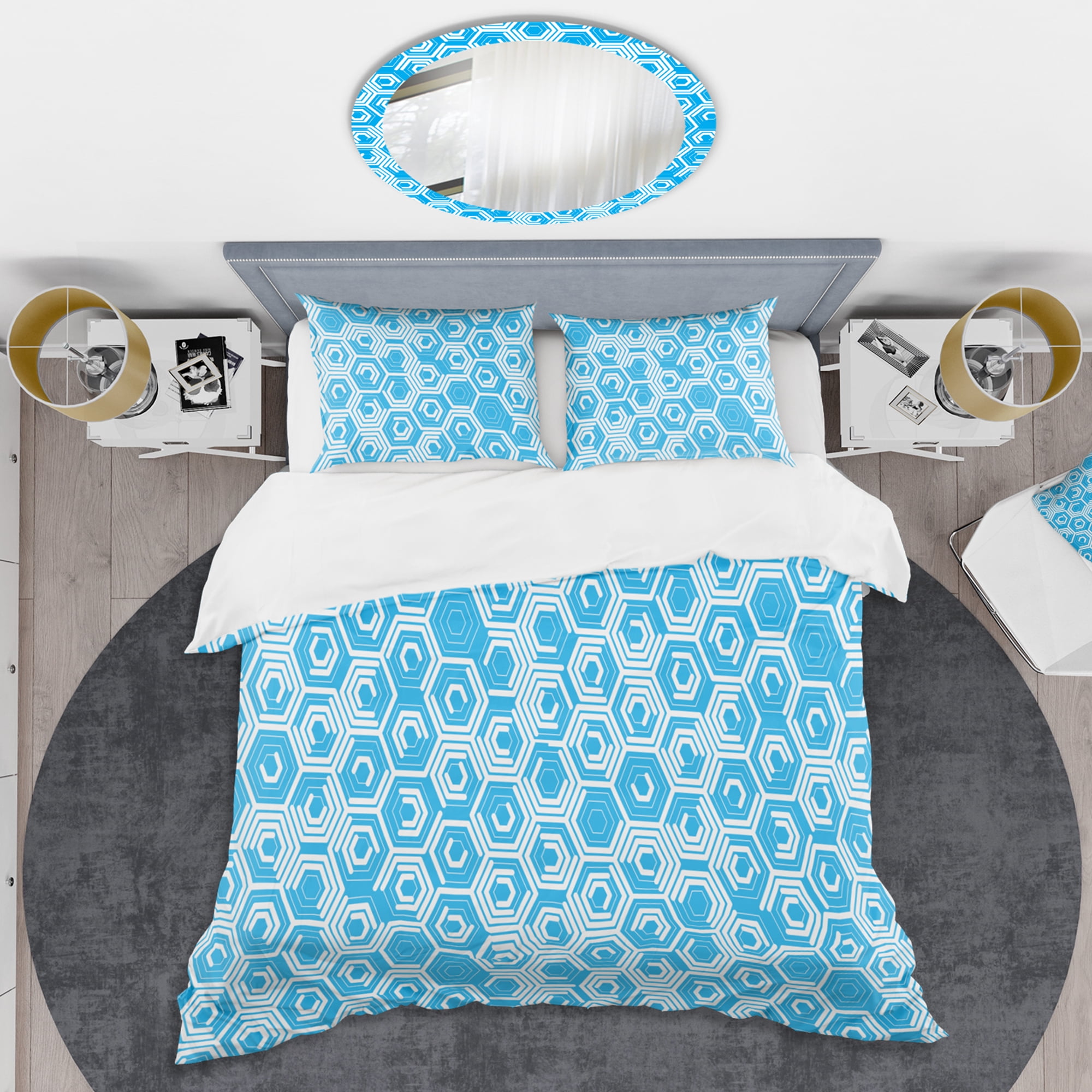 Designart 'Retro Hexagon Pattern VII' Mid-Century Modern Duvet Cover Set
