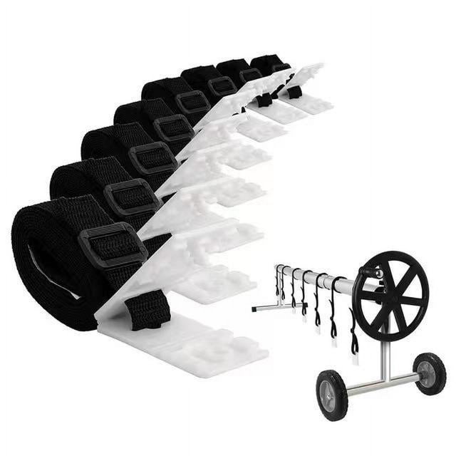 Juego de 8 correas de fijación universales para cubierta de piscina
