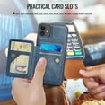 thumbnail image 4 of Wallet Case for iPhone 11, Compatible with MagSafe for Men Women, Detachable Magnetic Clasp Wallet Phone Case with Card Slots Holder RFID Blocking for iPhone 11, Blue, 4 of 12