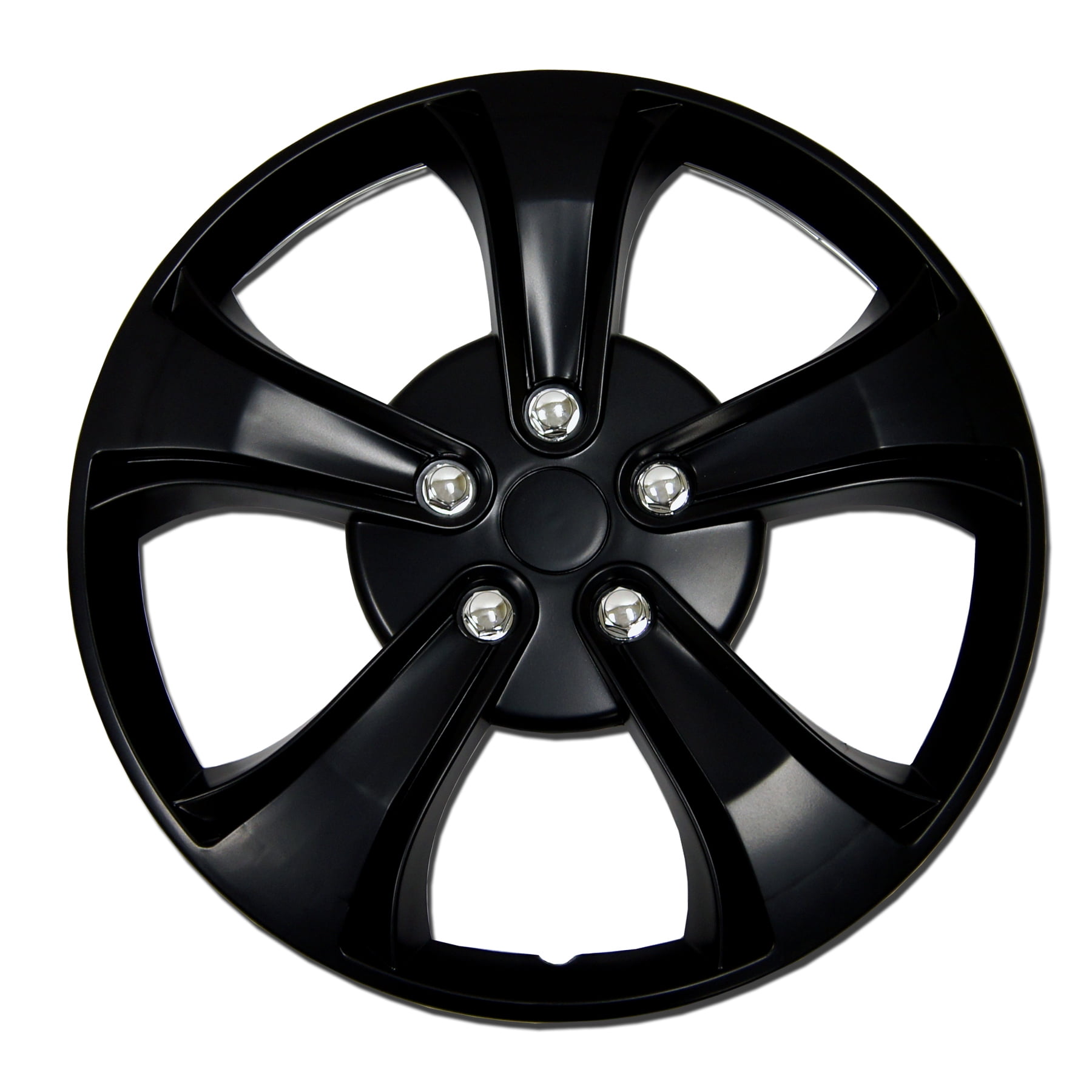 TuningPros WSC-126B15 Hubcaps Wheel Skin Cover 15-Inches Matte Black Set of 4 