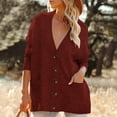thumbnail image 2 of Pompotops Mode Femmes Décontracté Manches Longues Bouton Long Chandail Manteau Solide Cardigan Blouse Hauts Liquidation, 2 of 8