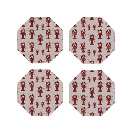 

Fuzoiu Red Lobster With Claws Print Leather Coasters Set Drink Coasters Set of 4 for Tabletop Protection Durable PVC Coasters Home Décor and Housewarming Gift-Octagon