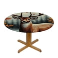 thumbnail image 3 of PIKWEEK  Round Fitted Tablecloth Fall Leaves Forest Animal Deer Table Cloth with Elastic Edged Waterproof Wipeable Round Table Cover for Patio Parties Outdoor Decor White, 3 of 7