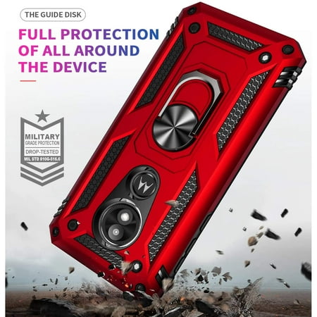 Motorola Moto G7/ G7 Plus Case, STARSHOP Drop Protection Ring Kickstand Cover- Red