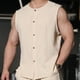 thumbnail image 4 of pstuiky Camisetas sin mangas para hombre, Cárdigan informal de moda para hombre, liso, cuello redondo, sin mangas, con botones Chaleco para hombre m, 4 of 5