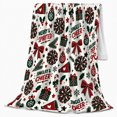 thumbnail image 2 of Merry Spirited Cheerleading Christmas, Festive Holiday Scene, Warm Flannel Blanket for Living Room and Family Room, Art Lovers Christmas Gift, Festive Home Decor, 2 of 9