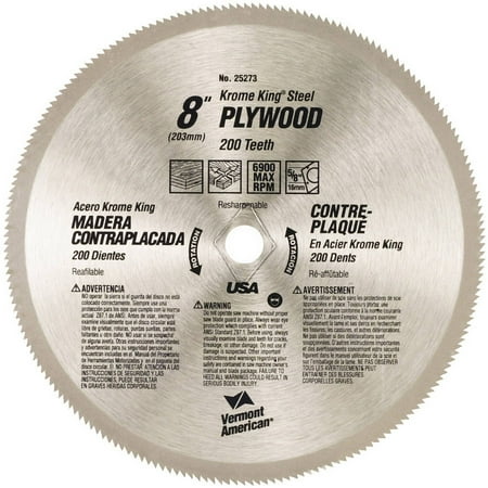 Vermont American 25273 8" Plywood Krome King Circular Saw Blades