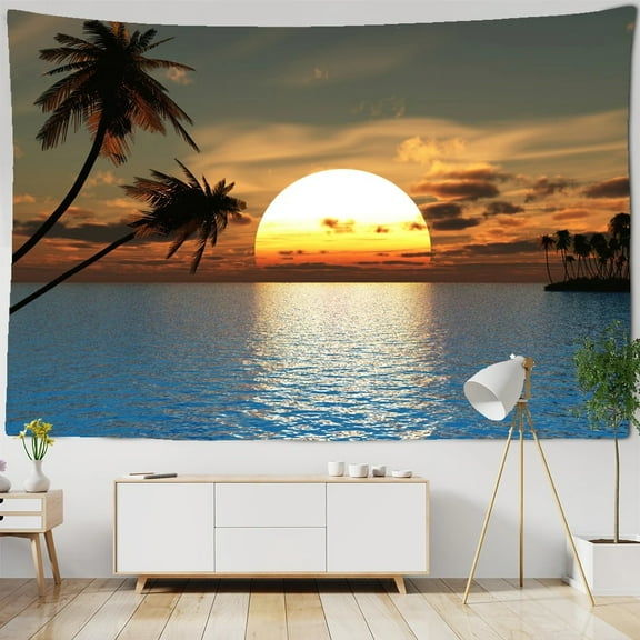 Beautiful Sunset Tapestry The Great Wave Beach Blue Sea Wall Hanging Tapestries Wall Cloth