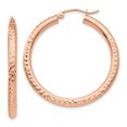 thumbnail image 1 of 14k Rose Gold 3mm Round Hoop Earrings, 1 of 7