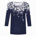 thumbnail image 2 of Towmus T Shirts for Women Graphic Crew Neck Ladies Tops 3/4 Sleeve Floral Print Summer Tops Loose Fit Pullover Shirt Lightweight Blouse for Women, 2 of 4