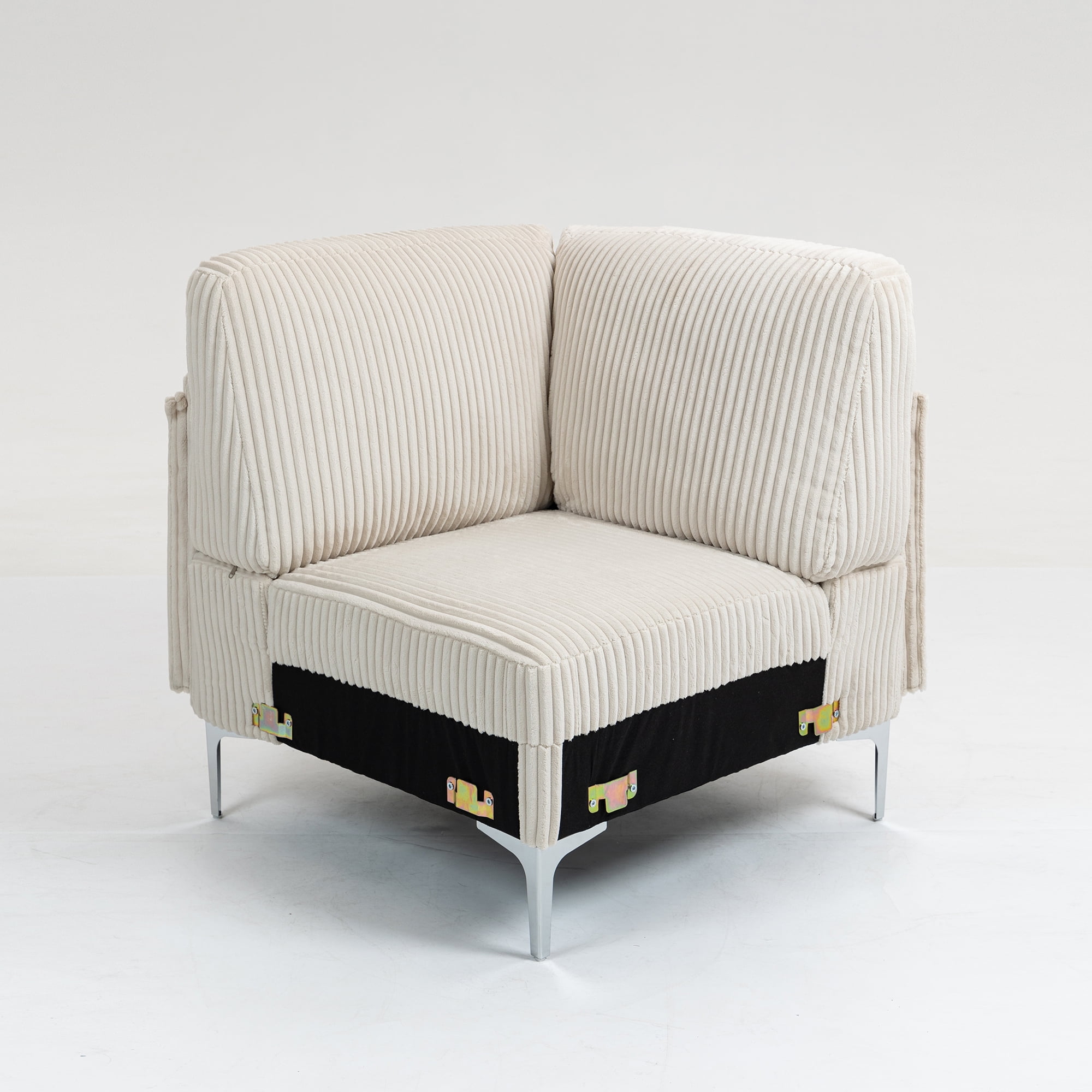 Modular Sectional Sofa, Corner Seat, Middle Seat Module Couch, Beige Corduroy Fabric, DIY Design with Multiple Configurations
